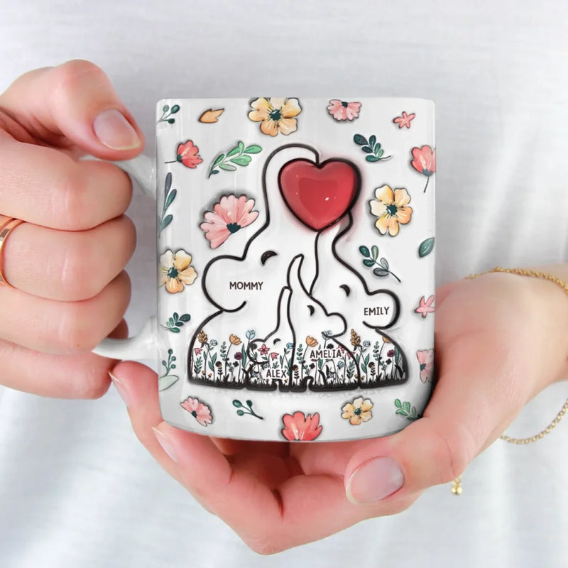Built With Love, Held By Heart - Family Personalized Custom 3D Inflated Effect Printed Mug - Mother's Day, Gift For Mom, Grandma