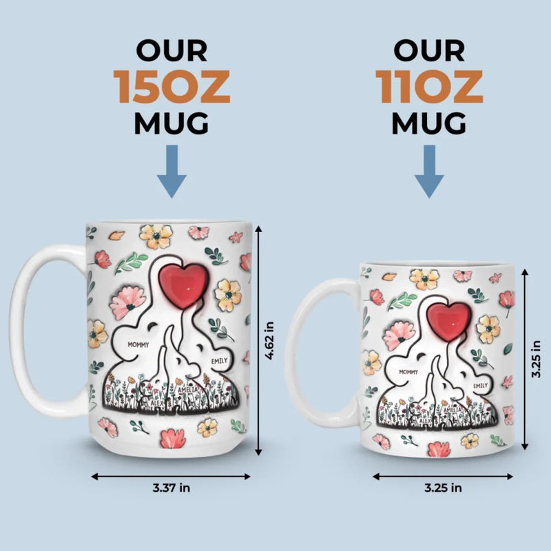 Built With Love, Held By Heart - Family Personalized Custom 3D Inflated Effect Printed Mug - Mother's Day, Gift For Mom, Grandma