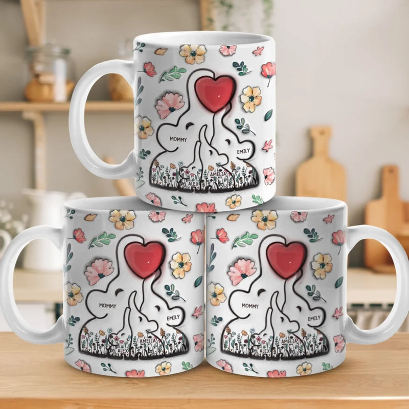 Built With Love, Held By Heart - Family Personalized Custom 3D Inflated Effect Printed Mug - Mother's Day, Gift For Mom, Grandma