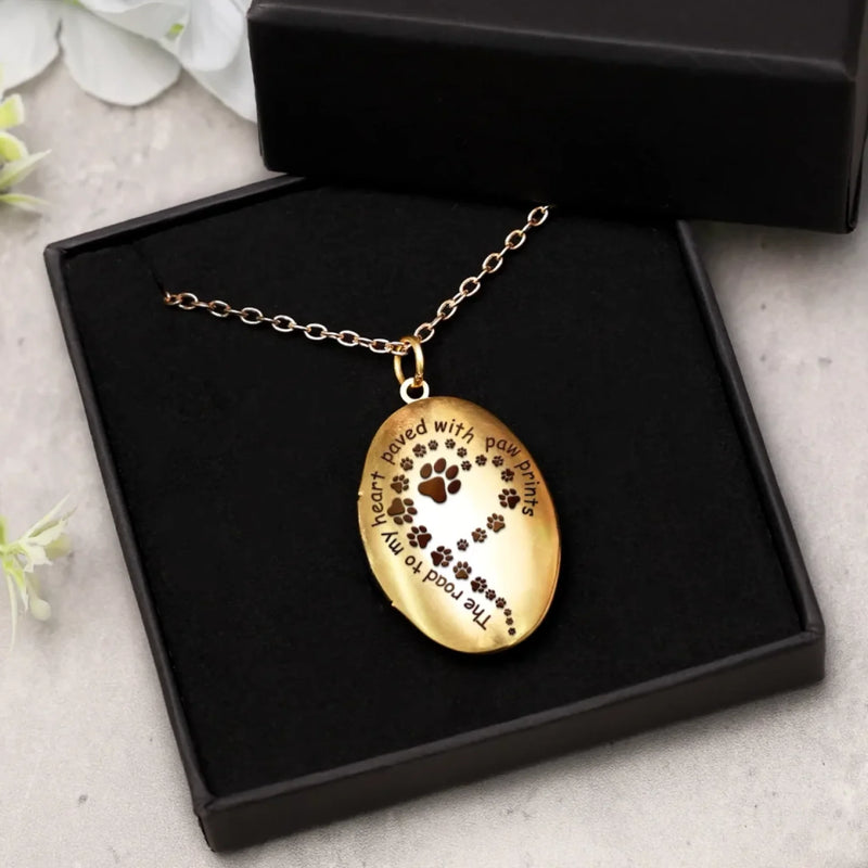 Custom Photo Paw Prints On My Soul - Memorial Personalized Custom Locket Necklace - Sympathy Gift For Pet Owners, Pet Lovers