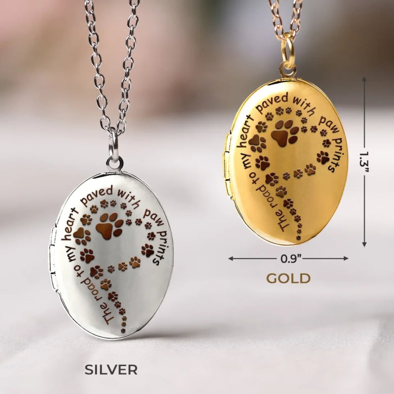 Custom Photo Paw Prints On My Soul - Memorial Personalized Custom Locket Necklace - Sympathy Gift For Pet Owners, Pet Lovers