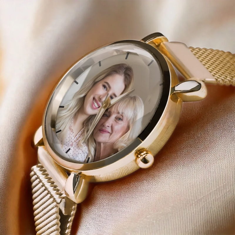 Custom Photo Time Keeps Our Memories Alive - Family Personalized Custom Women's Watch - Mother's Day, Gift For Mom, Grandma