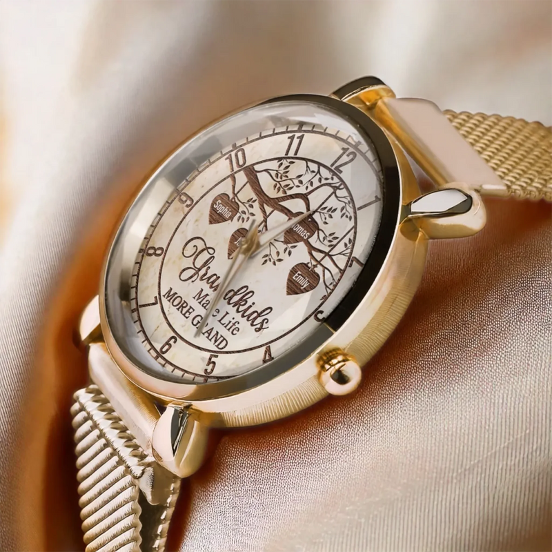 Grandkids Make Life More Grand - Family Personalized Custom Women's Watch - Mother's Day, Gift For Mom, Grandma