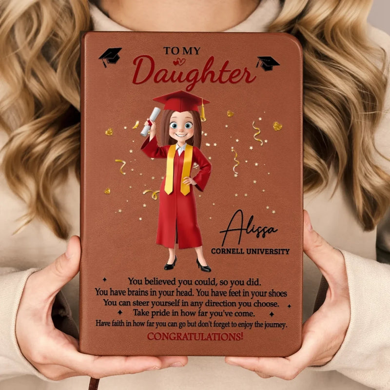 Dream Big, Shine Bright - Family Personalized Custom Leather Journal - Graduation Gift For Family Members, Siblings, Brothers, Sisters