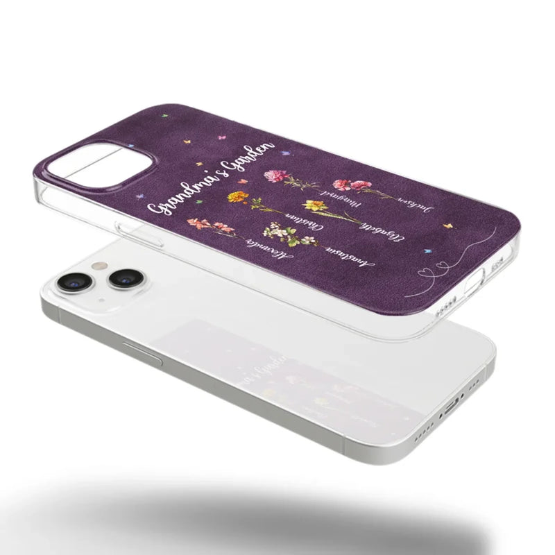 Her Garden Grows With Love - Family Personalized Custom Clear Phone Case - Mother's Day, Gift For Mom, Grandma
