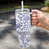 Mom, A Name Woven In Petals And Love - Family Personalized Custom 40 Oz Stainless Steel Tumbler With Handle - Mother's Day, Gift For Mom, Grandma