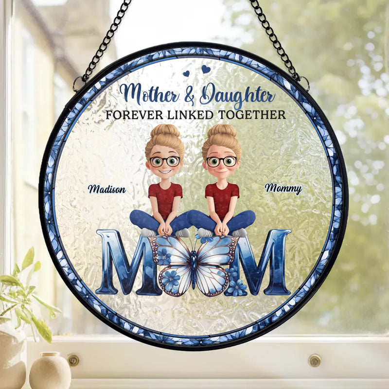 Custom Name Mother Daughter Gifts - Personalized Stained Glass Suncatcher