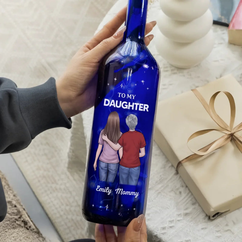 A Bond Time Can’t Break - Family Personalized Custom Blue Bottle Lamp - Mother's Day, Gift For Mom, Daughter