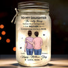 Her Hugs Fix Everything - Family Personalized Custom Mason Jar Light - Mother's Day, Gift For Mom, Daughter