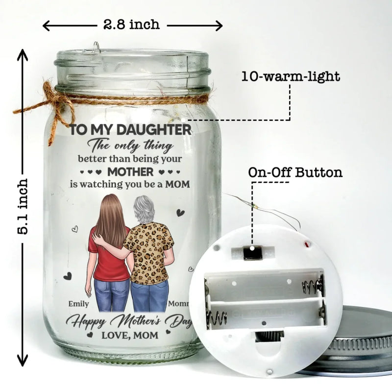 Her Hugs Fix Everything - Family Personalized Custom Mason Jar Light - Mother's Day, Gift For Mom, Daughter