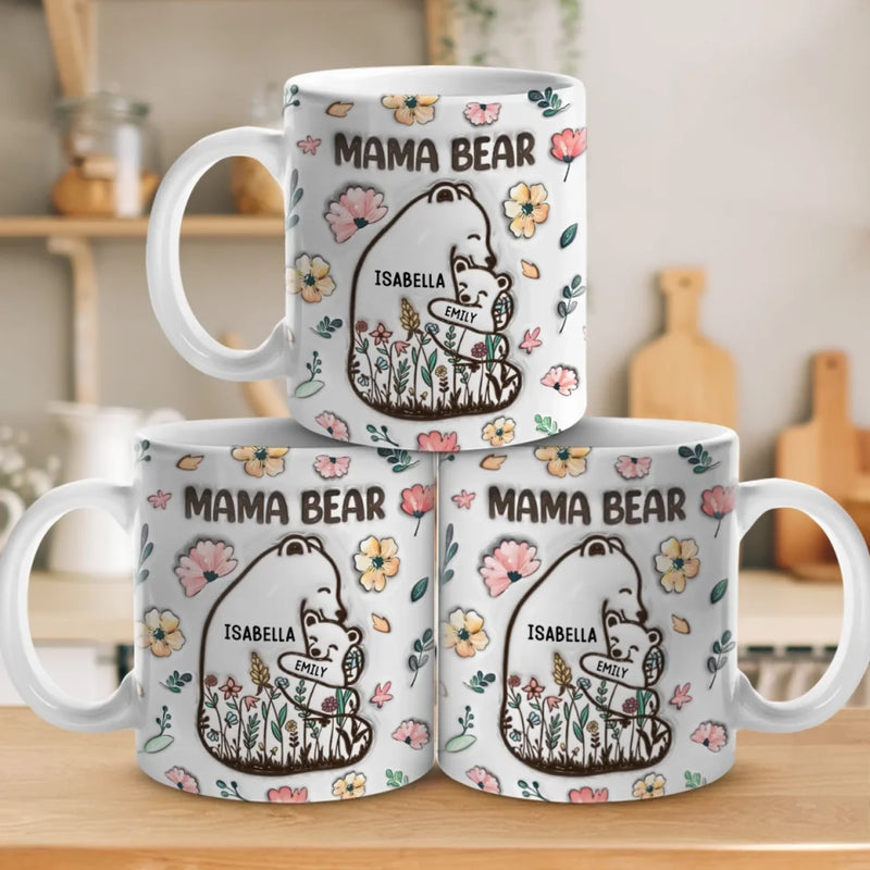 Always Snuggled In Mama Bear’s Love - Family Personalized Custom 3D Inflated Effect Printed Mug - Mother's Day, Gift For Mom, Grandma