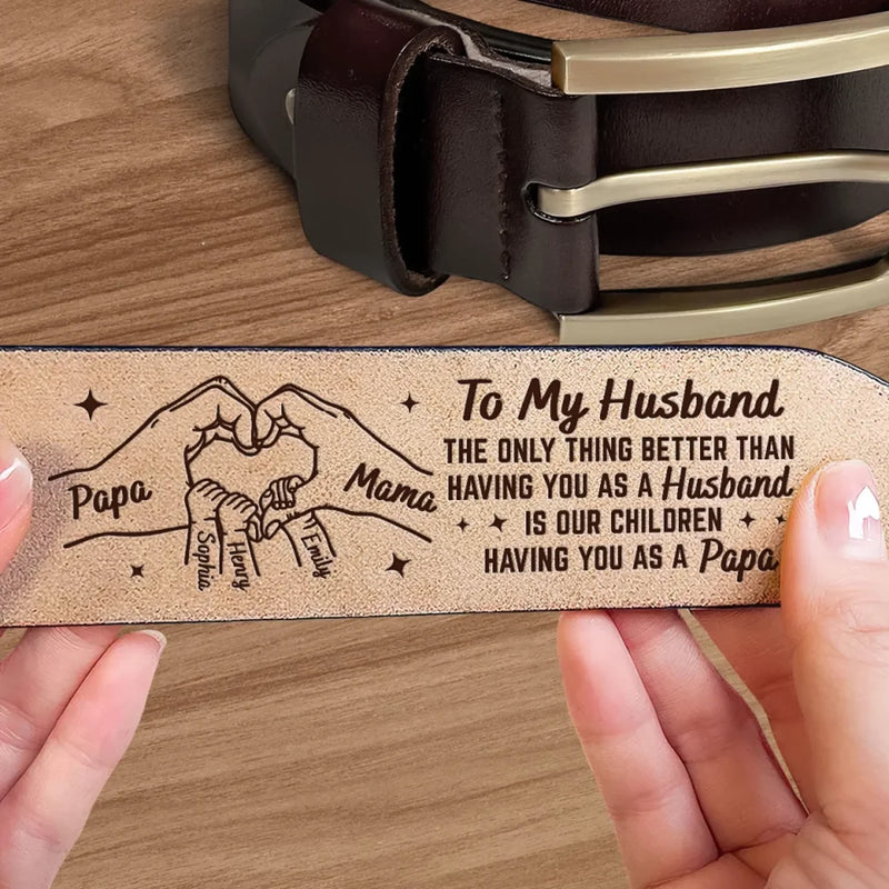 My Everything, My Forever Love - Family Personalized Custom Engraved Leather Belt - Father's Day, Gift For Dad, Grandpa