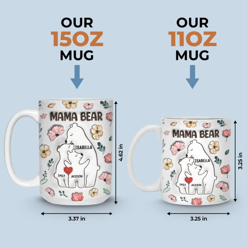 Love You Beary Much, Mama - Family Personalized Custom 3D Inflated Effect Printed Mug - Mother's Day, Gift For Mom, Grandma