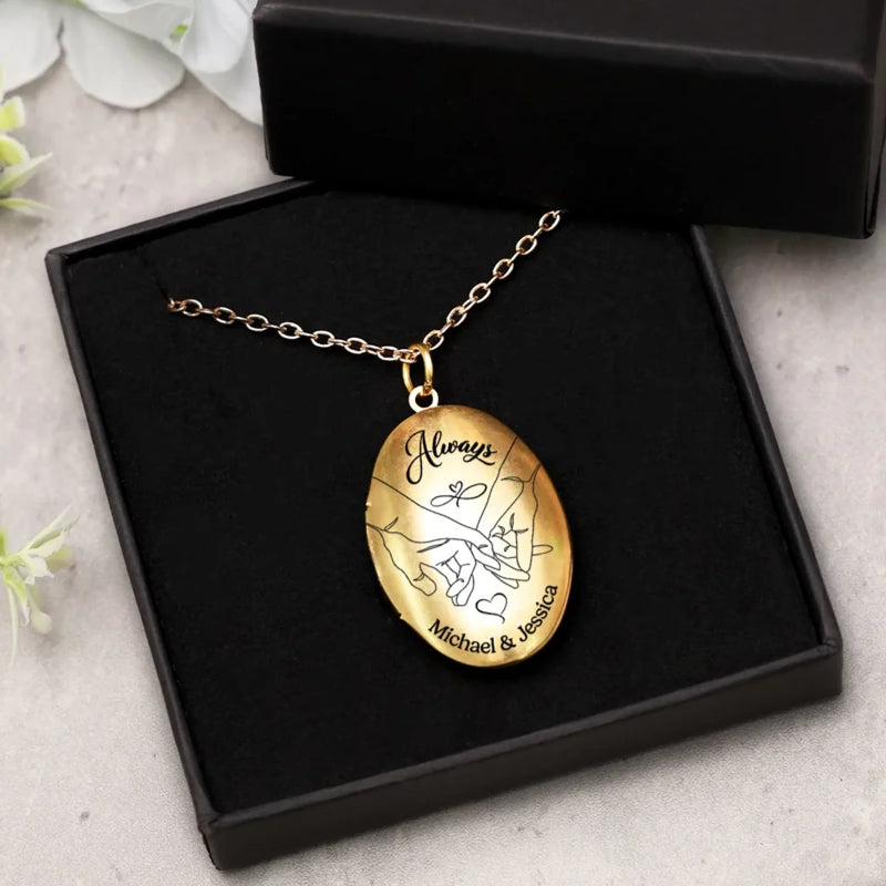 Custom Photo Our Forever Moment - Couple Personalized Custom Locket Necklace - Gift For Husband Wife, Anniversary