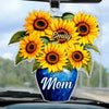 Sunflowers And Love For Mom - Family Personalized Custom Car Ornament - Acrylic Custom Shaped - Mother's Day, Gift For Mom, Grandma