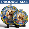 Custom Photo Never Out Of My Thoughts - Memorial Personalized Custom 3D Mosaic Faux Stained Glass Print Round Shaped Memorial Stone - Sympathy Gift For Pet Owners, Pet Lovers