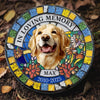 Custom Photo Never Out Of My Thoughts - Memorial Personalized Custom 3D Mosaic Faux Stained Glass Print Round Shaped Memorial Stone - Sympathy Gift For Pet Owners, Pet Lovers