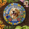 Custom Photo Never Out Of My Thoughts - Memorial Personalized Custom 3D Mosaic Faux Stained Glass Print Round Shaped Memorial Stone - Sympathy Gift For Pet Owners, Pet Lovers