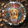 Custom Photo Forever In My Heart - Memorial Personalized Custom 3D Mosaic Faux Stained Glass Print Round Shaped Memorial Stone - Sympathy Gift For Pet Owners, Pet Lovers