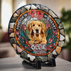 Custom Photo Forever In My Heart - Memorial Personalized Custom 3D Mosaic Faux Stained Glass Print Round Shaped Memorial Stone - Sympathy Gift For Pet Owners, Pet Lovers