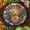 Custom Photo Forever In My Heart - Memorial Personalized Custom 3D Mosaic Faux Stained Glass Print Round Shaped Memorial Stone - Sympathy Gift For Pet Owners, Pet Lovers