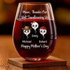 Mom Knows My Heartbeat - Family Personalized Custom Wine Glass - Mother's Day, Gift For Mom