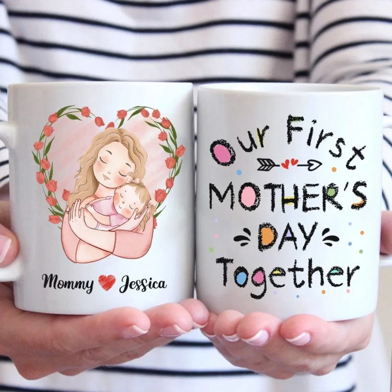 Our Journey Begins With Love - Family Personalized Custom Mug - Mother's Day, Baby Shower Gift, Gift For First Mom