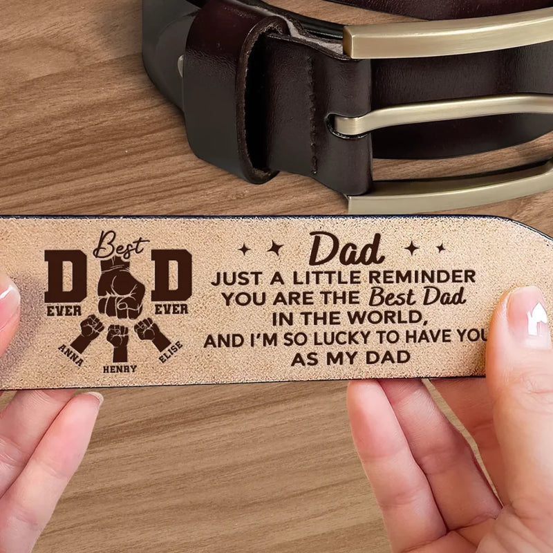Lucky To Have You In Life - Family Personalized Custom Engraved Leather Belt - Father's Day, Gift For Dad, Grandpa