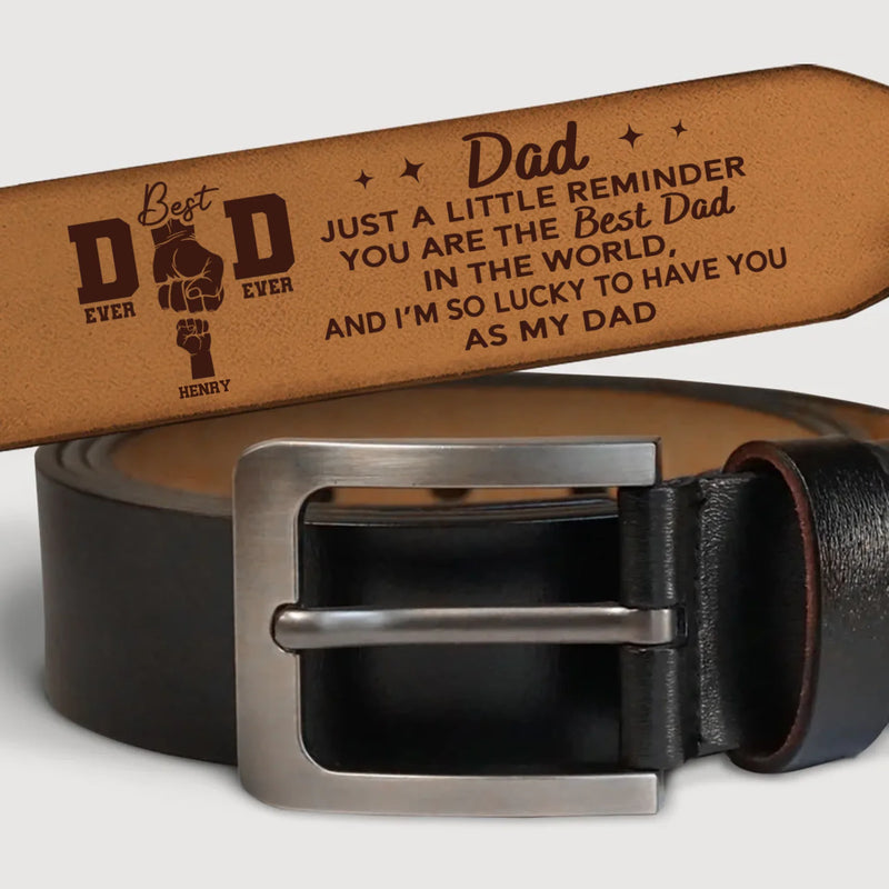 Lucky To Have You In Life - Family Personalized Custom Engraved Leather Belt - Father's Day, Gift For Dad, Grandpa