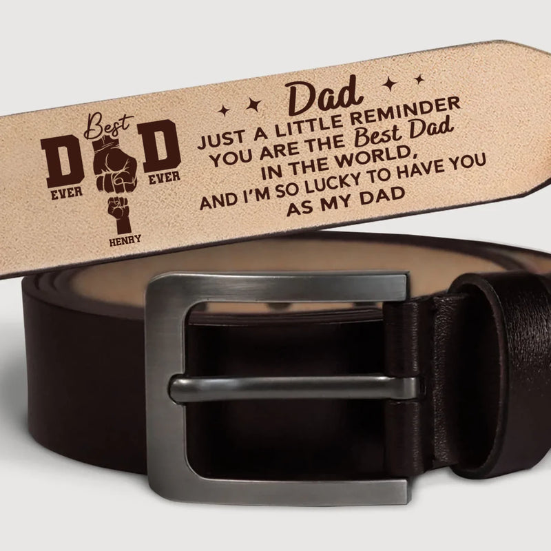 Lucky To Have You In Life - Family Personalized Custom Engraved Leather Belt - Father's Day, Gift For Dad, Grandpa