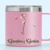Her Garden Grows With Laughter & Little Feet - Family Personalized Custom 14oz Stainless Steel Tumbler With Handle - Mother's Day, Gift For Mom, Grandma
