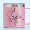 Forever Her Children, Forever In Her Hands - Family Personalized Custom 14oz Stainless Steel Tumbler With Handle - Mother's Day, Gift For Mom, Grandma