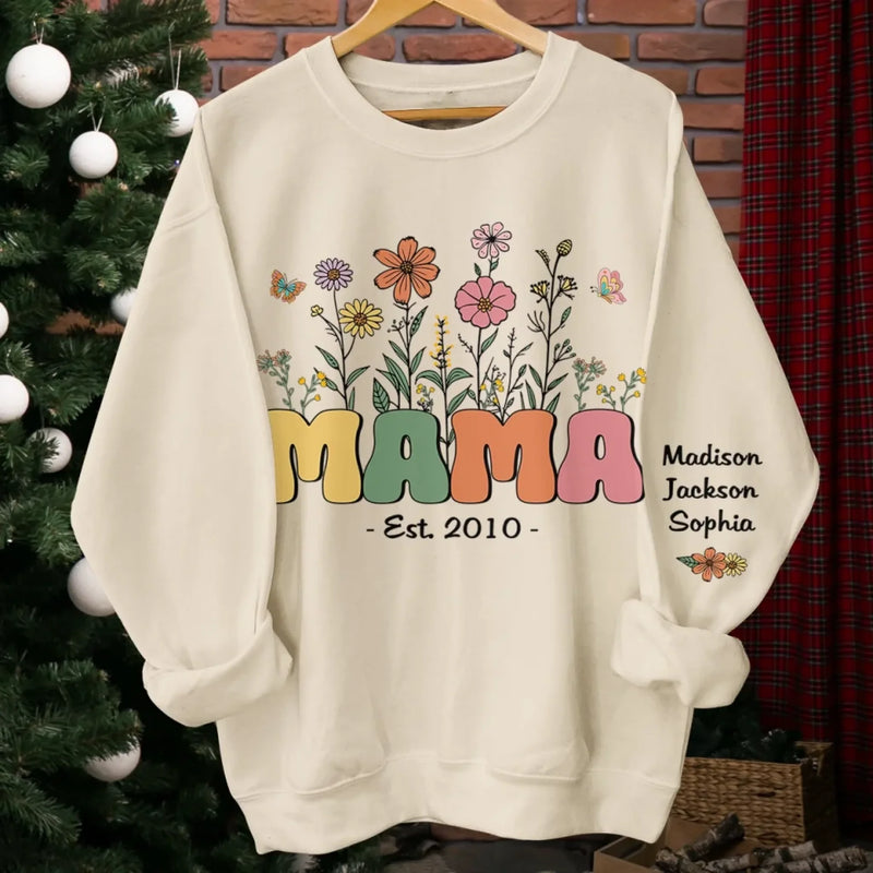 Mom, A Garden Of Love - Family Personalized Custom Unisex Sweatshirt, Hoodie With Design On Sleeve - Mother's Day, Gift For Mom, Grandma