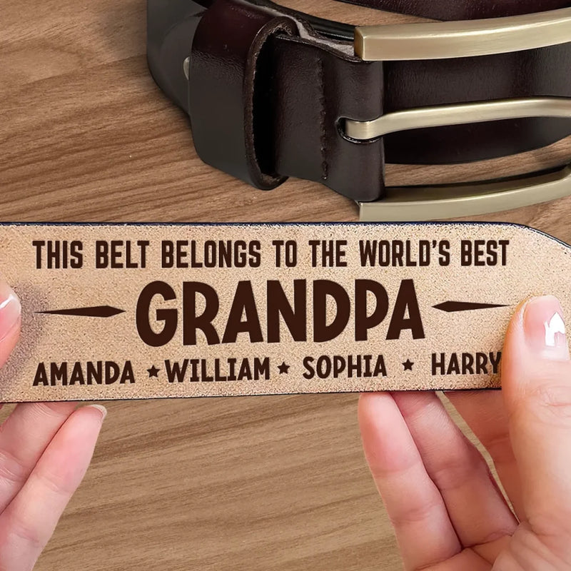 Strong Roots, Strong Dad, Strong Love - Family Personalized Custom Engraved Leather Belt - Father's Day, Gift For Dad, Grandpa