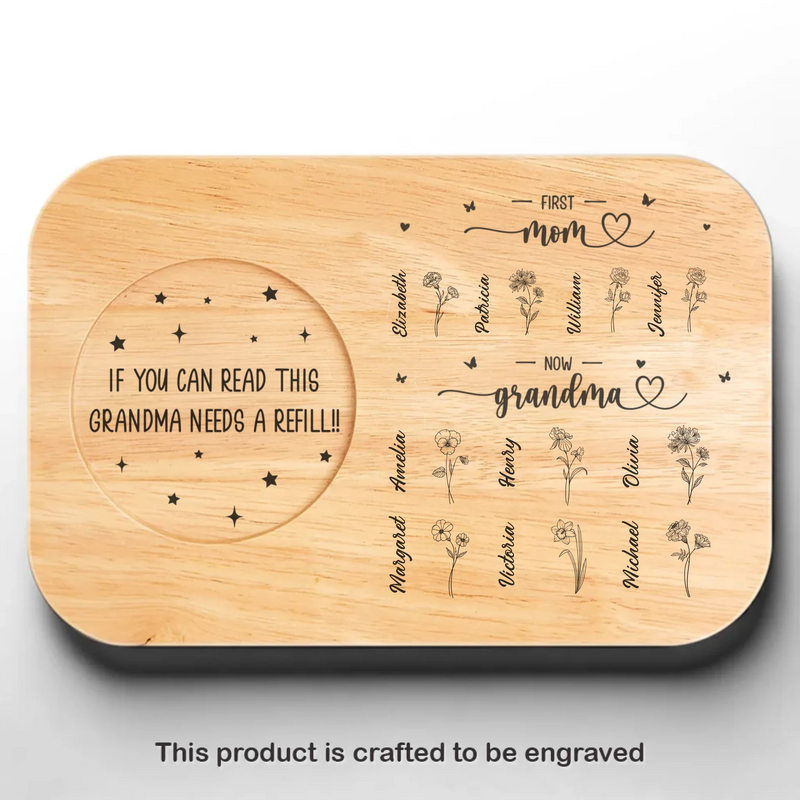 Grandma’s Garden Of Joy - Family Personalized Custom Engraved Wooden Tea & Snack Board - Mother's Day, Gift For Mom, Grandma