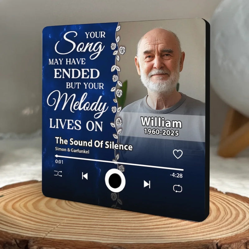 Custom Photo I Miss The Sound Of Your Voice - Memorial Personalized Custom Music Fridge Magnet That Can Play Songs - Sympathy Gift For Family Members