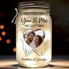 Custom Photo Forever Starts Here - Couple Personalized Custom Mason Jar Light - Gift For Husband Wife, Anniversary