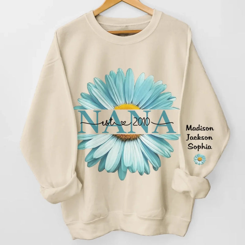 A Love That Blossoms - Family Personalized Custom Unisex Sweatshirt, Hoodie With Design On Sleeve - Mother's Day, Gift For Mom, Grandma
