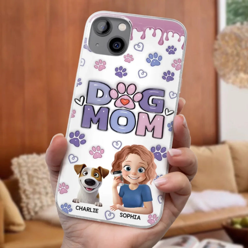 A Dog Mom’s Heart Is Always Full - Dog Personalized Custom 3D Inflated Effect Printed Clear Phone Case - Gift For Pet Owners, Pet Lover