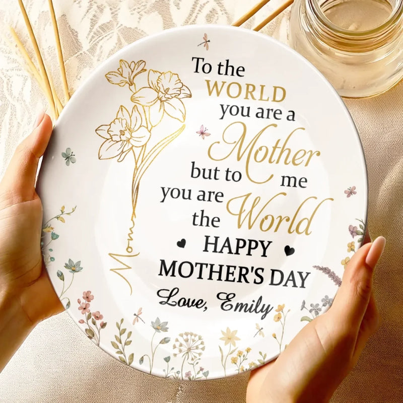 My Forever Hero Is You, Mom - Family Personalized Custom Ceramic Plate - Mother's Day, Gift For Mom, Grandma
