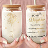 Her Love Blossoms Endlessly - Family Personalized Custom Glass Cup, Iced Coffee Cup - Mother's Day, Gift For Mom, Daughter