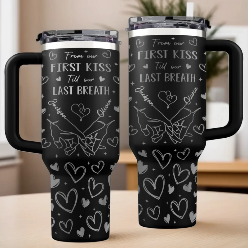 Our Love, Never Ending, Always Strong - Couple Personalized Custom Engraved 40oz Tumbler With Handle - Gift For Husband Wife, Anniversary