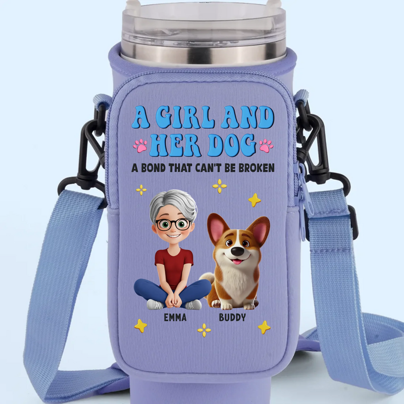 Mud On Her Shoes, Love On Her Face - Dog & Cat Personalized Custom Neoprene Water Bottle Carrier With Pocket - Mother's Day, Gift For Pet Owners, Pet Lovers