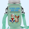Mud On Her Shoes, Love On Her Face - Dog & Cat Personalized Custom Neoprene Water Bottle Carrier With Pocket - Mother's Day, Gift For Pet Owners, Pet Lovers