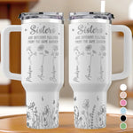Custom Name Sister Gifts - Personalized Engraved 40oz Tumbler With Handle