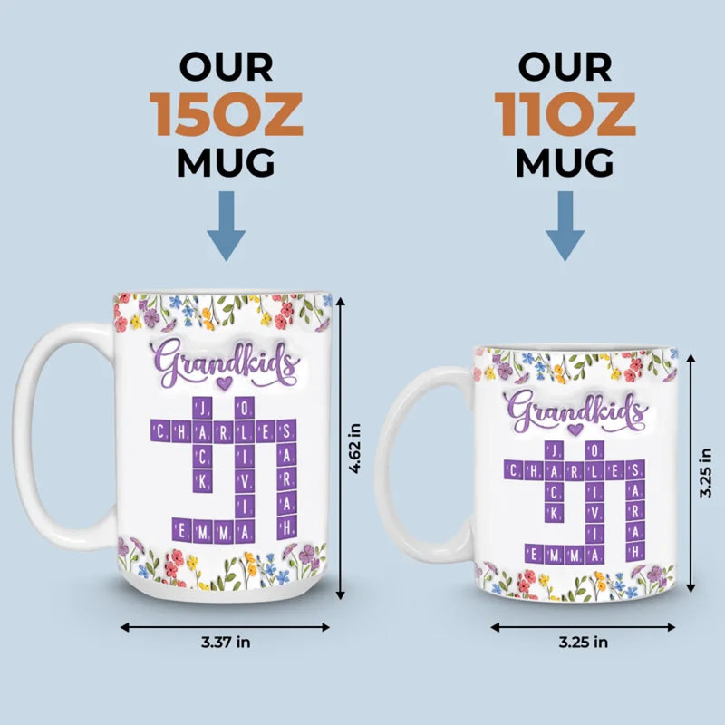 Love Stitched In Every Name - Family Personalized Custom 3D Inflated Effect Printed Mug - Mother's Day, Gift For Mom, Grandma