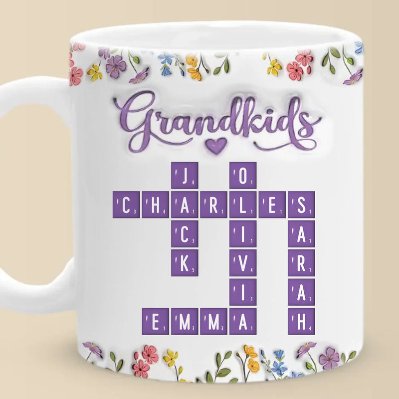 Love Stitched In Every Name - Family Personalized Custom 3D Inflated Effect Printed Mug - Mother's Day, Gift For Mom, Grandma