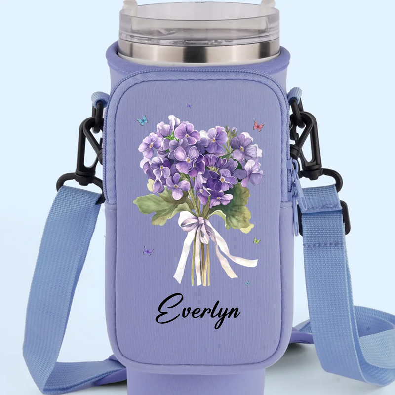 You're My Favorite Flower - Bestie Personalized Custom Neoprene Water Bottle Carrier With Pocket - Gift For Best Friends, BFF, Sisters