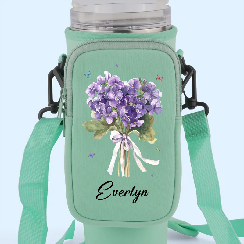 You're My Favorite Flower - Bestie Personalized Custom Neoprene Water Bottle Carrier With Pocket - Gift For Best Friends, BFF, Sisters