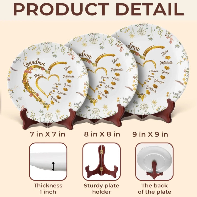 Where Family Begins & Love Never Ends - Family Personalized Custom Ceramic Plate - Mother's Day, Gift For Mom, Grandma